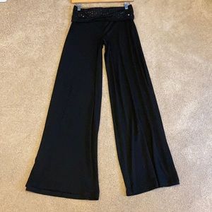 Vintage Bebe Black wide leg fold over sequins waist pants